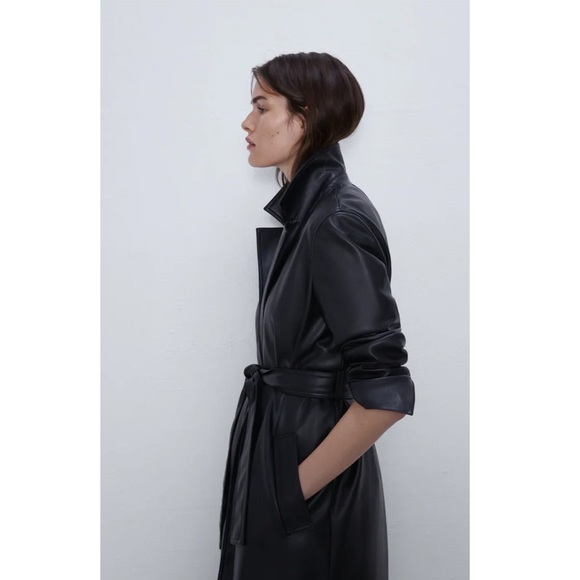 zara leather trench